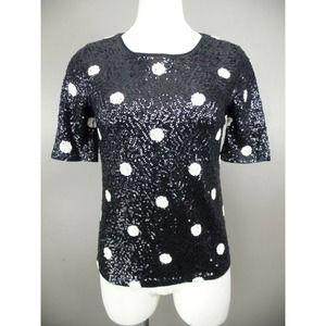 J.CREW POLKA DOT SEQUIN TEXTURED SHIRT TOP